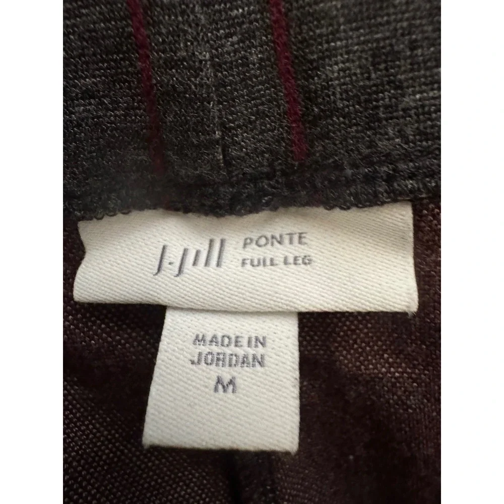 J Jill Ponte cropped Leg Plaid‎ Pants Women's Size M Charcoal Red Grey